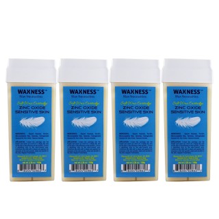 Waxness Zinc Oxide Sensitive Skin Soft Wax Cartridge 3.38 Oz Pack of 4