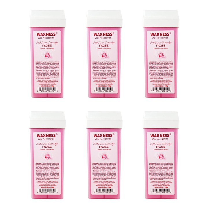 Waxness Rose Soft Wax Cartridge 3.38 oz 100 g Pack of 6