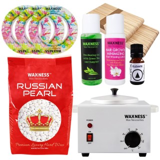 Waxness Russian Pearl Hard Wax Kit with 2.2 Lb / 1 Kg Wax Bag
