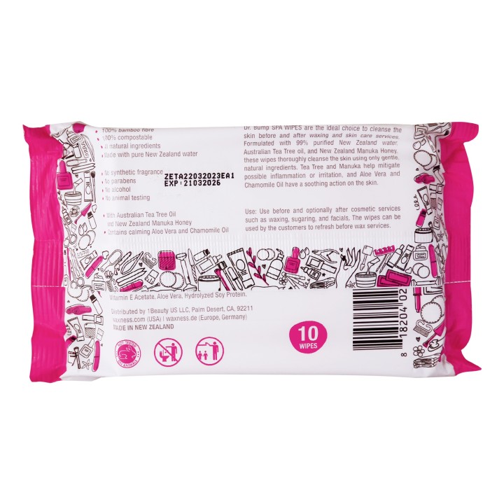 Dr. Bump Intimate Care Natural Spa Wipes with Tea Tree and Manuka Honey 10 pcs Pack of 6