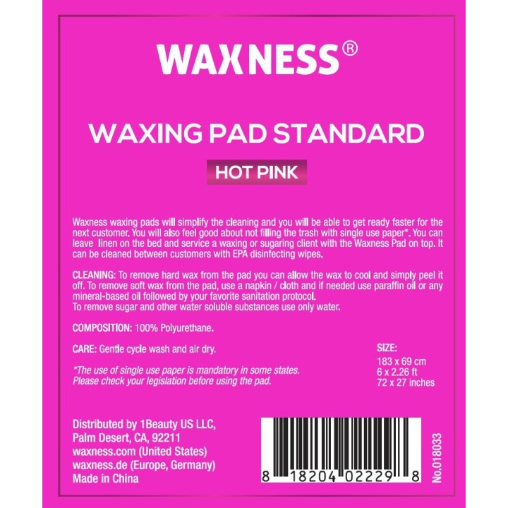 Non-Sticky Sugaring and Waxing Pad Standard 72" X 27" Hot Pink