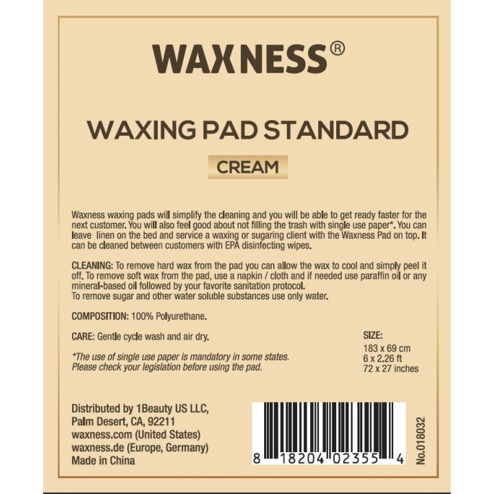 Non-Sticky Sugaring and Waxing Pad Standard 72" X 27" Cream
