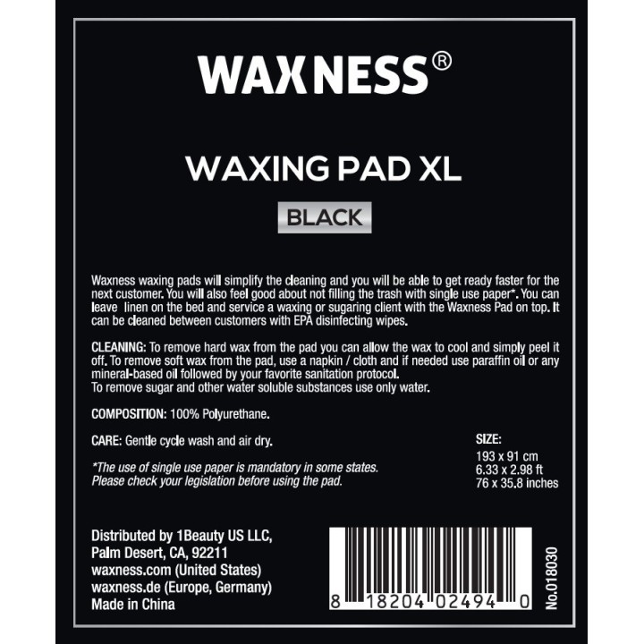 Non-Sticky Sugaring and Waxing Pad XL 75" X 36" Black