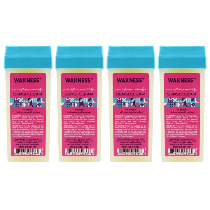 Waxness Sensi Clear Pure Soft Wax Cartridge 3.38 oz 100 g Pack of 4