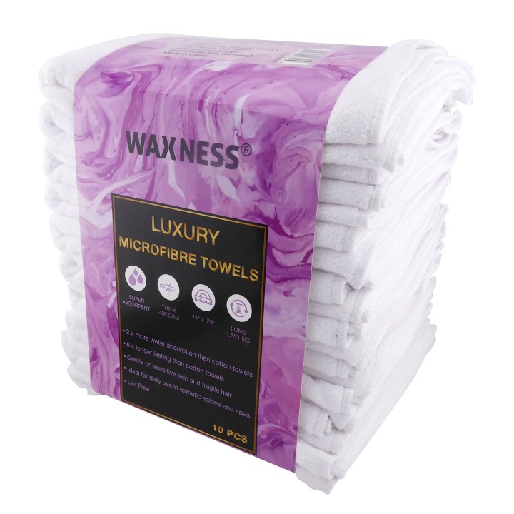 Premium Soft Thick Extra Absorbent Microfiber Cosmetic Towel 16” X 29” 400 GSM White, Pack of 10