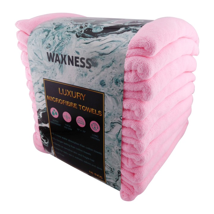 Premium Soft Thick Extra Absorbent Microfiber Cosmetic Towel 16” X 29” 400 GSM Light Pink, Pack of 10