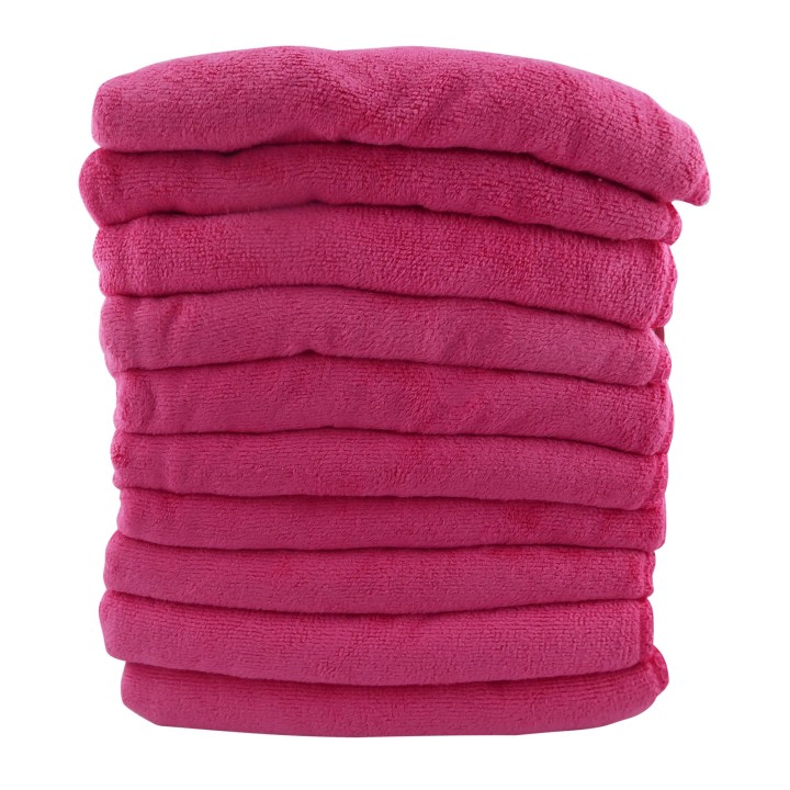 Premium Soft Thick Extra Absorbent Microfiber Cosmetic Towel 16” X 29” 400 GSM Pink, Pack of 10