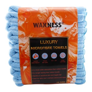 Premium Soft Thick Extra Absorbent Microfiber Cosmetic Towel 16” X 29” 400 GSM Blue, Pack of 10