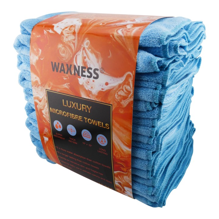 Premium Soft Thick Extra Absorbent Microfiber Cosmetic Towel 16” X 29” 400 GSM Blue, Pack of 10