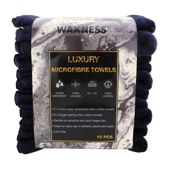 Premium Soft Thick Extra Absorbent Microfiber Cosmetic Towel 16” X 29” 400 GSM Black, Pack of 10