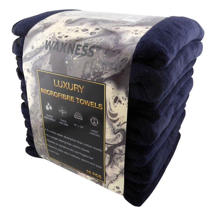 Premium Soft Thick Extra Absorbent Microfiber Cosmetic Towel 16” X 29” 400 GSM Black, Pack of 10