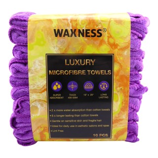 Premium Soft Thick Extra Absorbent Microfiber Cosmetic Towel 16” X 29” 400 GSM Purple, Pack of 10