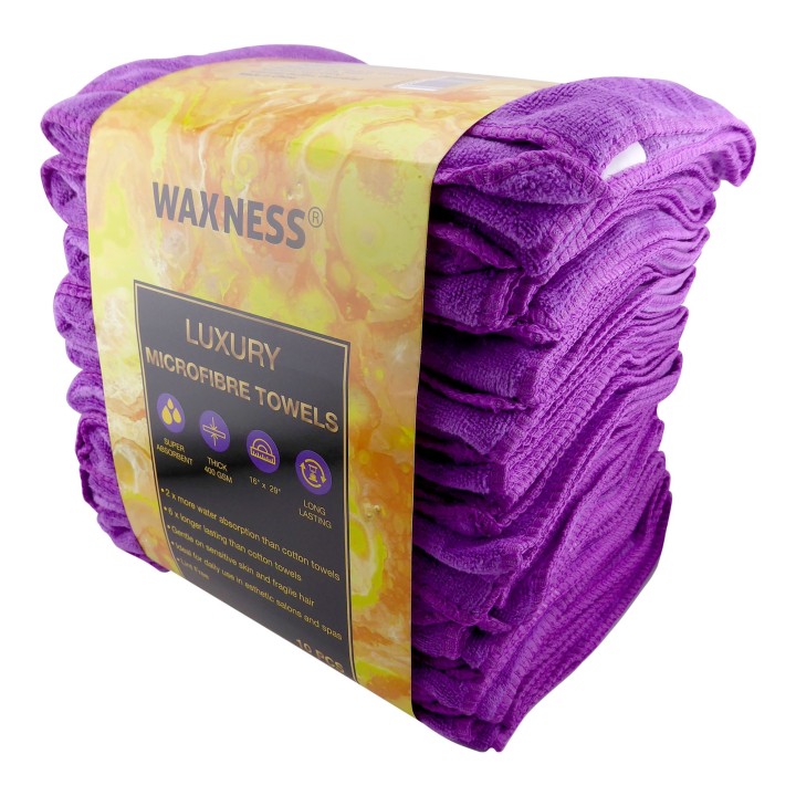 Premium Soft Thick Extra Absorbent Microfiber Cosmetic Towel 16” X 29” 400 GSM Purple, Pack of 10