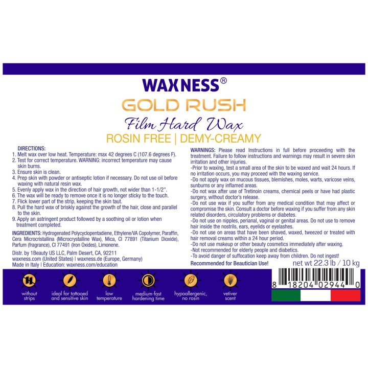 Waxness Barbero Tattoo Hypoallergenic Film Hard Wax Bulk 19.8 lb / 8.98 kg