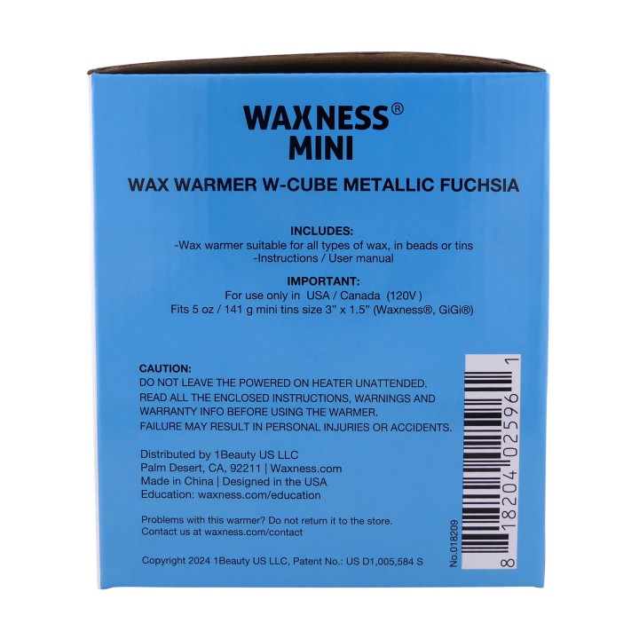 Mini W-Cube Metallic Warmer Fuchsia for Face / Nails Salons with Silicone Insert (5 Oz Tins Only)