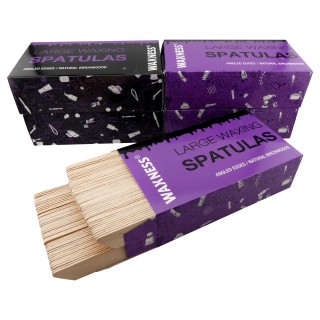 Waxness Body Waxing Wooden Angled Spatula Applicator 100pk Pack of 5