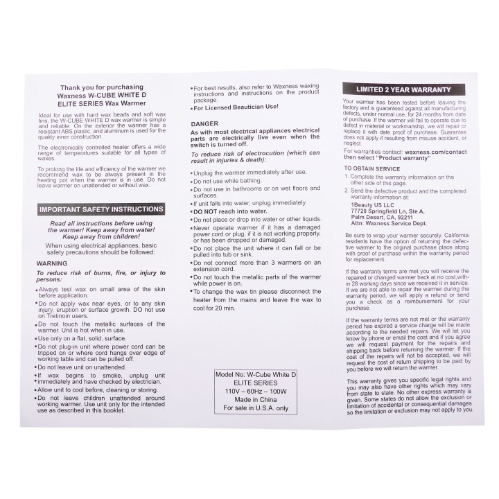 Waxness Wax Warmer W-CUBE White + 5 Colors Digital Lighted 1 lb