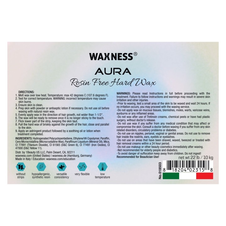 Aura Rosin Free Hard Wax Beads 22 lb / 10 kg Bulk