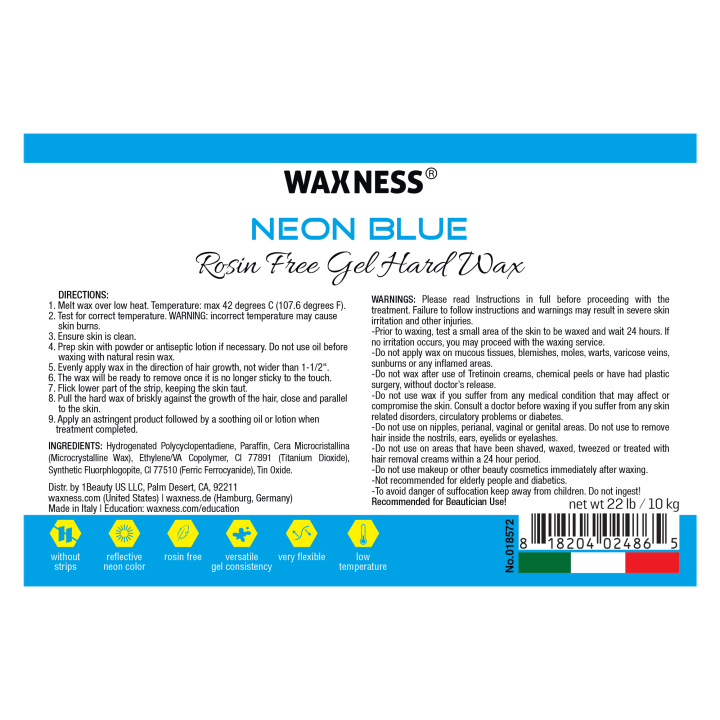 Neon Series Blue Rosin Free Gel Hard Wax Bulk 22 Lb / 10Kg