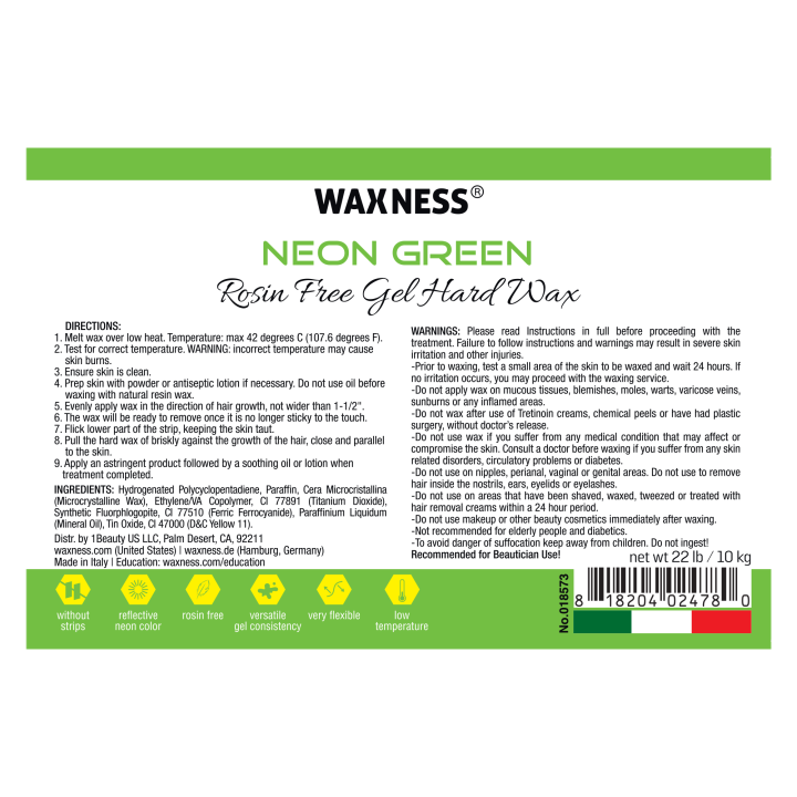 Neon Series Green Rosin Free Gel Hard Wax Bulk 22 Lb / 10Kg