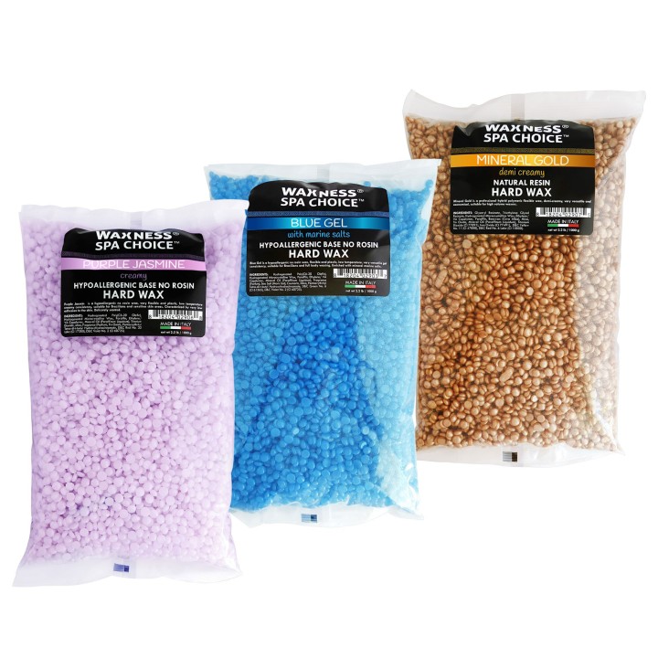 Waxness Spa Choice Assorted Hard Wax Beads 2.2 lb / 1 kg Pack of 3