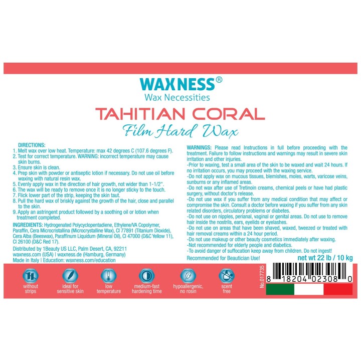 Premium Rosin Free Hard Wax Beads Tahitian Coral Bulk 22 lb / 10 kg