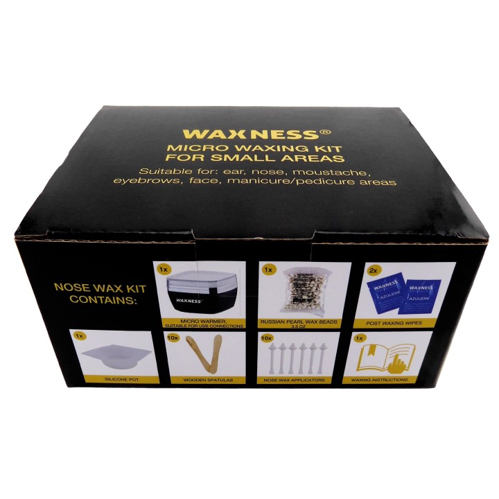 Micro Waxing Kit with Warmer and Small Bag 3.5 Oz of Russian Pearl hard Wax for Small Areas