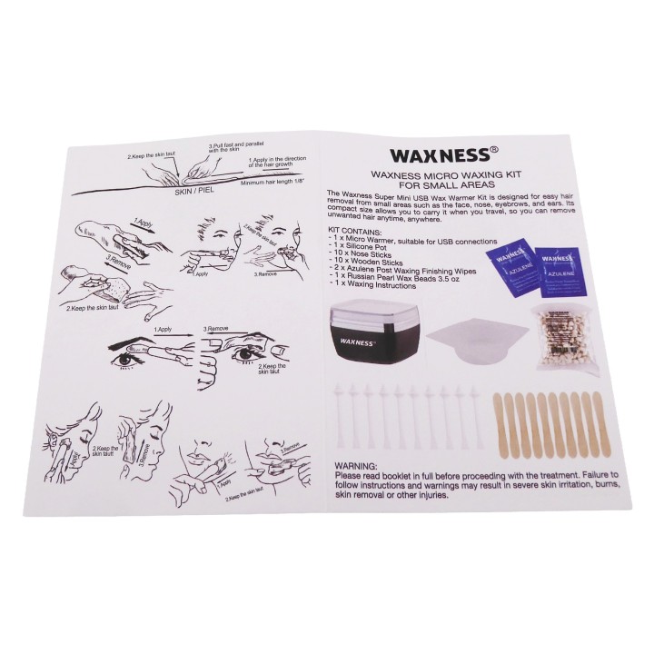 Micro Waxing Kit with Warmer and Small Bag 3.5 Oz of Russian Pearl hard Wax for Small Areas