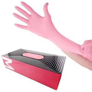 Waxness Cosmetology Nitrile Gloves Pink, Medium, 100 pcs / box
