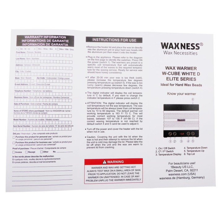 Waxness Wax Warmer W-CUBE White + 5 Colors Digital Lighted 1 lb