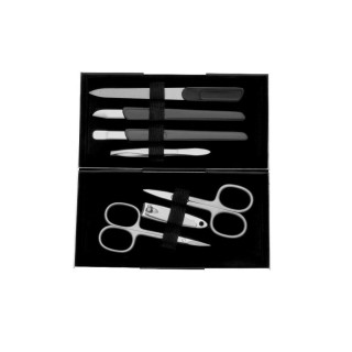 Erbe "Magic Box" Manicure Case, Silver Mat, 7 instruments