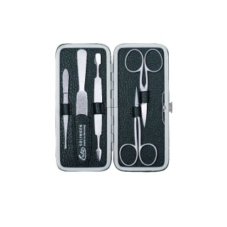 Erbe Piemont Series Clip-Top Case With Manicure Set, Black, Light Green, 5 instruments