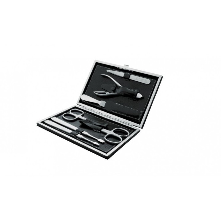 Erbe Manicure Clip-Top Case Range "Magnum", Stainless, Black, 7 instruments