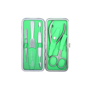 Erbe Piemont Series Clip-Top Case With Manicure Set, Light Green, 5 instruments