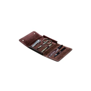 Erbe Manicure Snap Button Case Range "Houston", Brown, 5 instruments