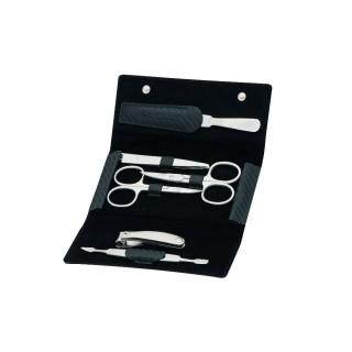 Erbe Manicure Snap Button Case Range "Carbon", Black, 6 instruments