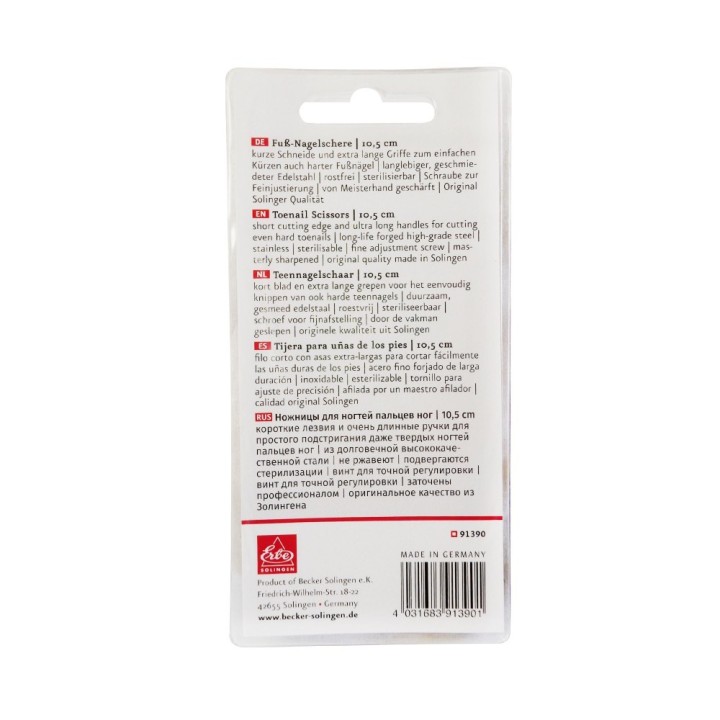 Erbe Solingen Toenail Scissors Micro Teeth Short Cutting Blade Extra Long Handles 10.5 cm | 4.1 in