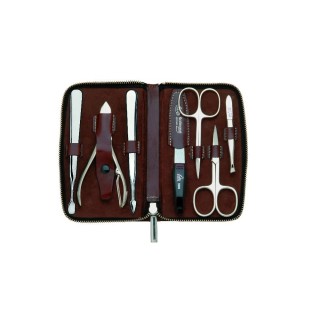 Erbe Manicure Zipper Case Range "Houston", Brown, 7 instruments