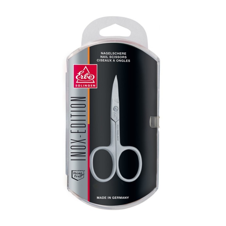 Erbe Solingen Nail Scissors Pointed and Curved Cutting Edges Micro Teeth Inox Edition 9 cm 3.5 in