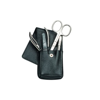 Erbe Manicure Snap Button Case Range "Siena" Black, 4 instruments