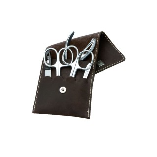 Erbe Manicure Pocket Case Range "Mountain Bear", Leather Brown, 5 instruments