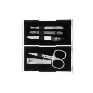 Erbe "Magic Box" Black/Silver-Dull Manicure Case Silver Mat 5 instruments