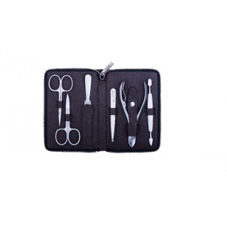 Erbe Piemont Series Zip Case with Manicure Set, Brown, 6 instruments
