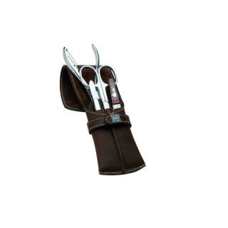 Erbe Manicure Pocket Case with tuck-in flap Range "Mountain Bear", Leather Brown, 4 instruments