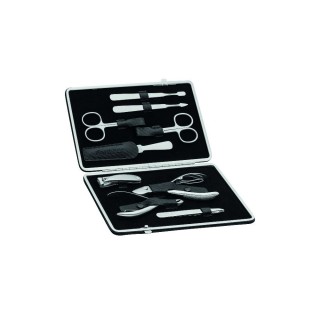 Erbe Manicure Clip-Top Case Range "Carbon", Black, 9 instruments